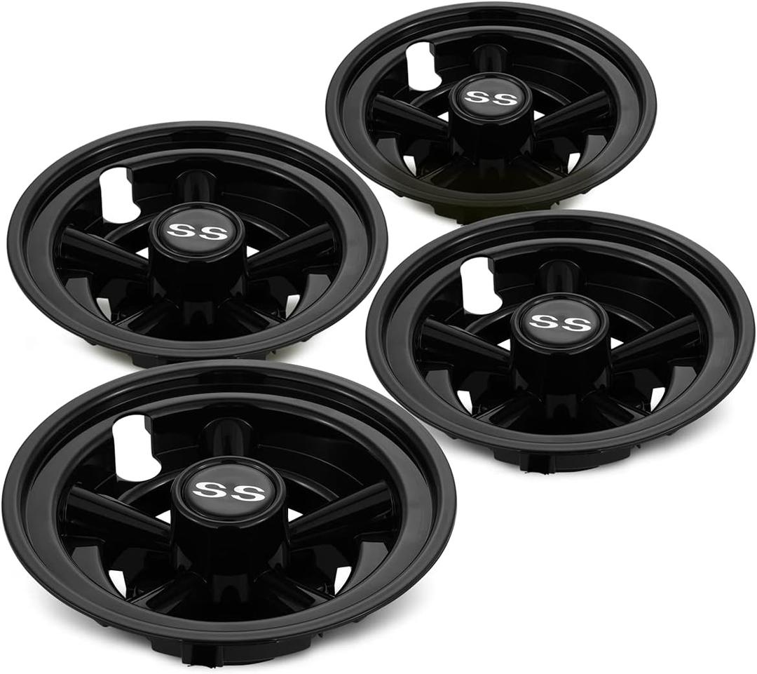 Golf Cart Accessories Wheel Covers Hub Caps for Yamaha/Club CAR/EZ-GO Par Car 8" (Set of 4) (Black)