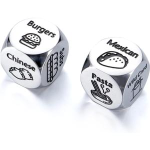 2 Pcs Anniversary Date Night Gifts for Couples Food Decision Dice Decider Valentines Day Gifts for Him Her Christmas Birthday Gifts for Husband Wife Boyfriend Girlfriend Funny Gifts for Women Men