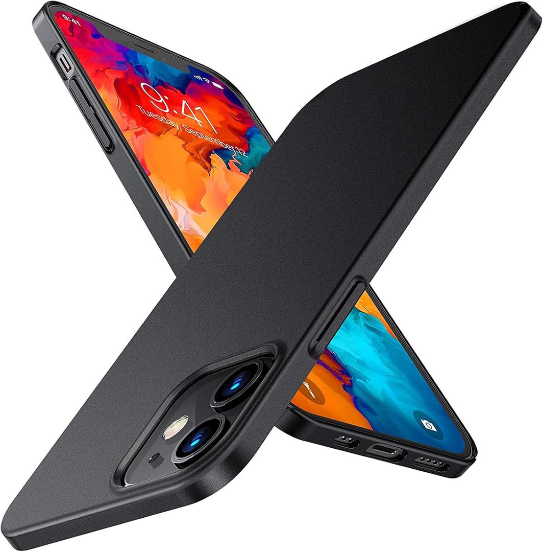 TORRAS Slim Fit for iPhone 12 Case/for iPhone 12 Pro Case, Slim Yet Protective, Lightweight Matte AntiScratch Hard PC Cover for iPhone 12 Slim 6.1 inch 2020, Black