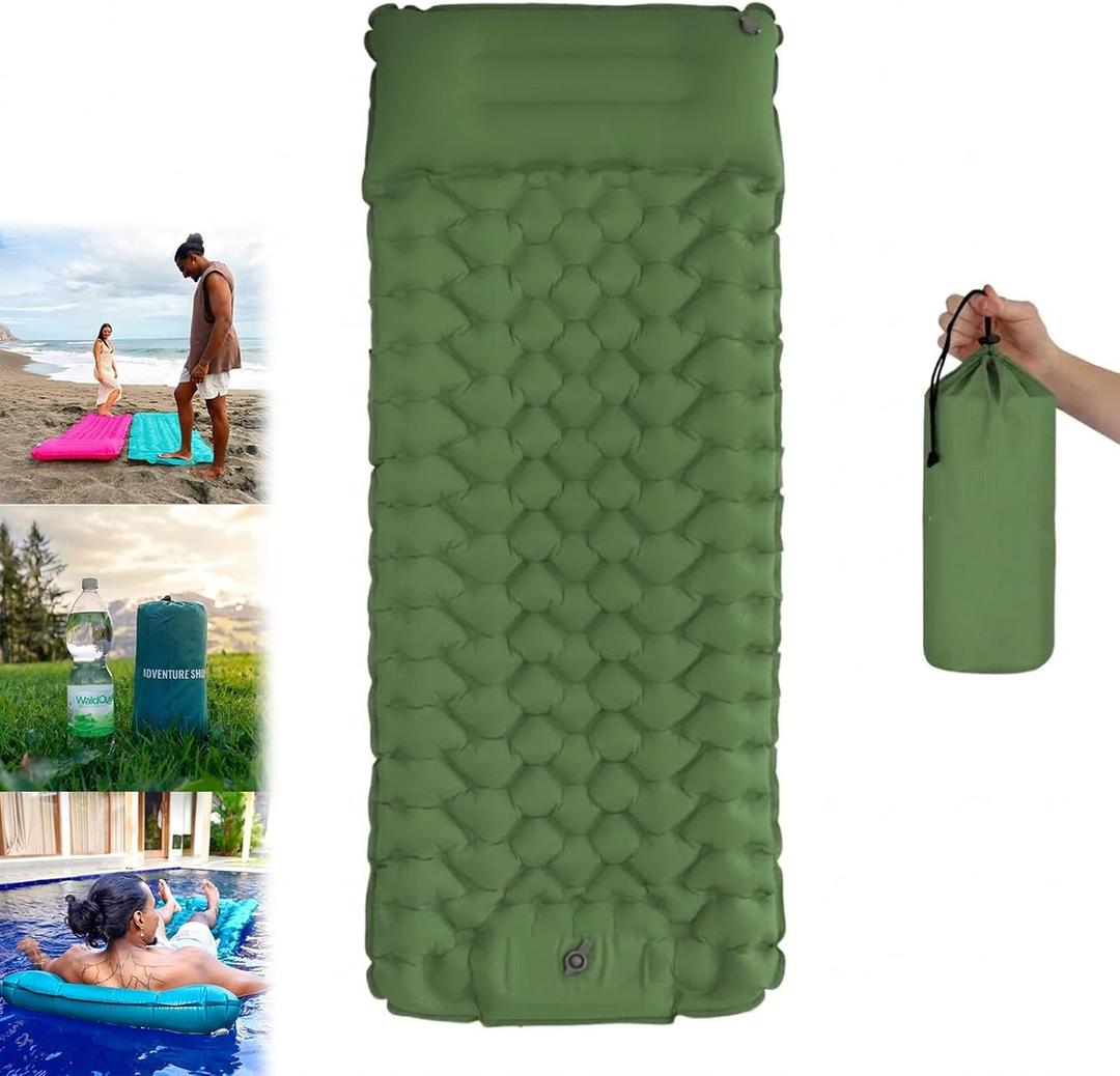 Lounge Mat - Your Portable Chill Zone, Thick Memory Foam Sleeping Pad for Camping, Self Inflating Travel Air Mattress with Pump, Lightweight Portable Car Tent Bed for Outdoor Backpacking