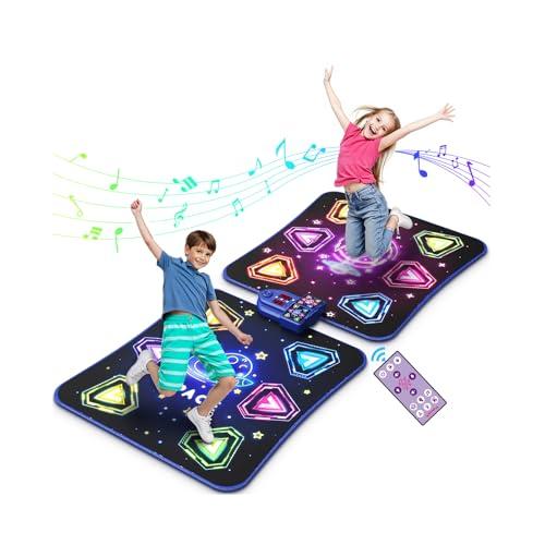 WAYKEE Dance Mat Toys for 3-12 Year Old Kids, Kids Dance Mat with Light-up 12-Button & 5 Game Modes, 2 Player Electronic Dance Pad Toys, Birthday Xmas Gifts for 3 4 5 6 7 8 9 10+ Year Old Girls Boys