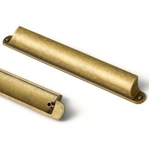 Goo-Ki Antique Brass Cup Pulls Bin Cup Drawer Pull 6 Pack, 7.56"(192mm) c-c Vintage Retro Brass Cabinet Pull Zinc Alloy Bar Kitchen Hardware, 9628GT-192