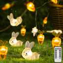 2 x suddus Easter Lights Outdoor, Easter String Lights Battery Operated 12.8ft 40 LED Easter Decorations Indoor