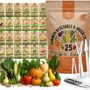 Organo Republic 25 Summer Vegetable Garden Seed Variety Pack - 6,510+ Non-GMO Heirloom Veggie & Greens Seeds for Outdoors & Indoor Home Garden, Including Collards, Pepper, Okra, Onion, Bean, Cucumber