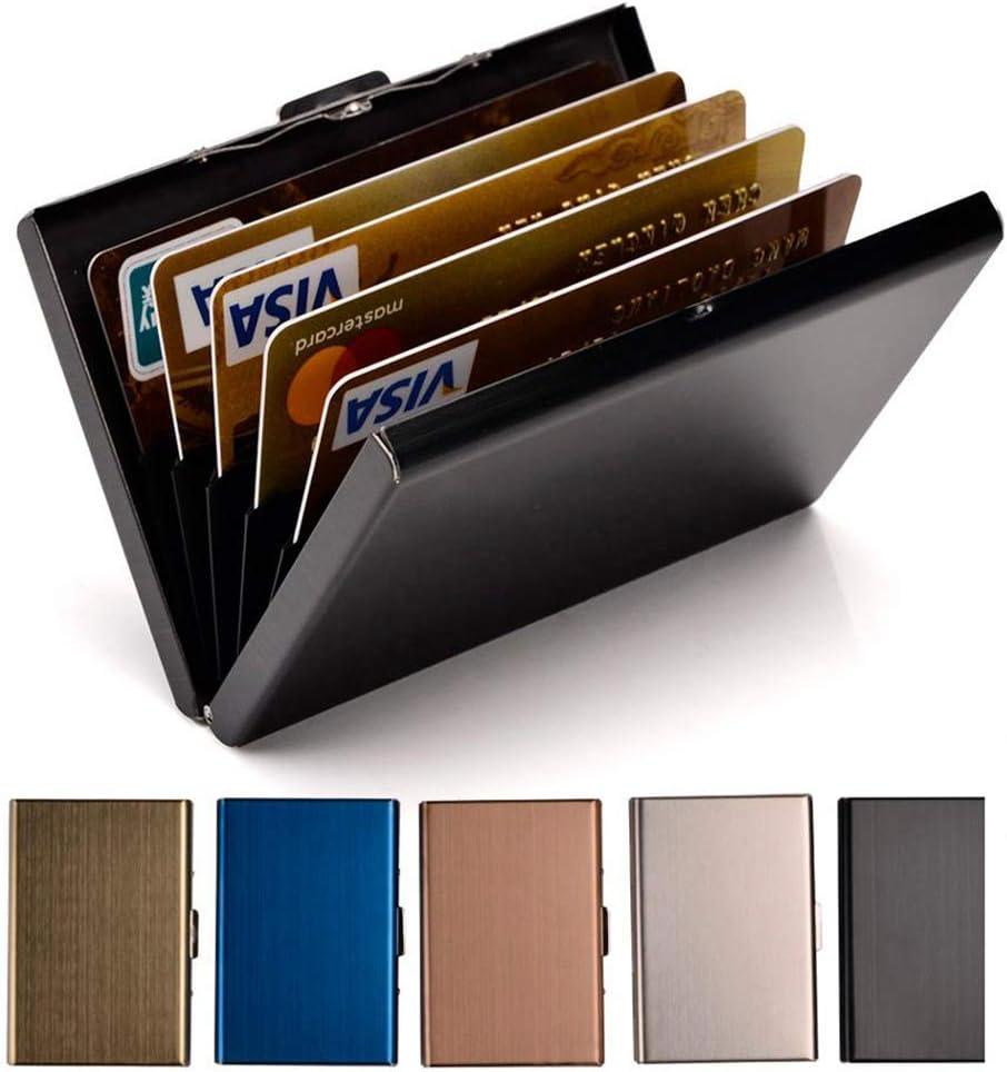 EASTNIGHTS Credit Card Holder Stainless Steel Credit Card Case Metal ID Card Holder RFID Wallets Business Card Holder for Women or Men (Black)