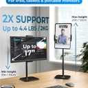 COOPER TabStand, 20" Tall iPad Stand for Desk, Portable Monitor Holder up to 17" Holds 4.4lb, Desktop Tablet Stand, Tablet Mount, Apple iPad Holder for Desk, for Samsung, Kindle, Fire (Night Black)