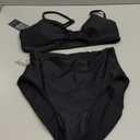 Blooming Jelly Womens High Waisted Bikini Set Tie Knot High Rise Two Piece Swimsuits Bathing Suits (Small, Black)