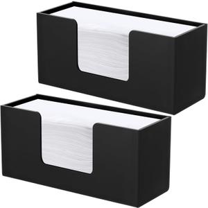 2 Pack Acrylic Paper Towel Holder Countertop, Durable 5mm Thick | Black Bathroom Napkin Holder, Multifold Z-Fold C-Fold Trifold Paper Hand Towel Dispenser, Kitchen Table Dinning Party Uses