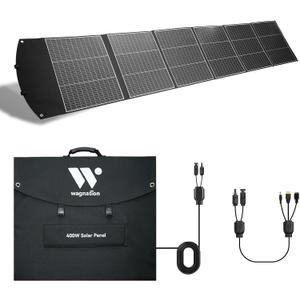 400 Watt Portable Solar Panel, 40V Foldable Solar Panel Charger with Kickstands, MC4 Output for Power Station/Solar Generator, High Efficiency IP65 Waterproof for Camping Hiking RV Blackout