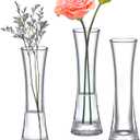 Amazing Abby - Veronica - 3-Pack Acrylic Bud Vases, Plastic Flower Vases for Wedding Centerpieces, Home Decorations, Office Ornaments, Shatter-Proof, 8" (H), Round