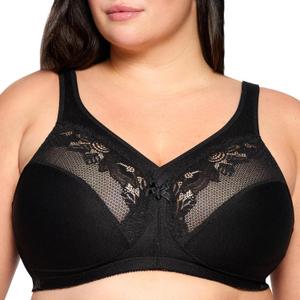Glamorise Women's Full Figure Wirefree Minimizer Support Bra #1003 (38H, Black)