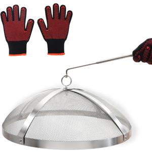 Spark Screen for Solo Stove Bonfire 19.5-Inch, Stainless Steel Mesh Cover with Removable Handle, Fire Pit Spark Guard for Patio, Backyard, Camping