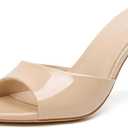 Susanny Women's Sandals Heels Mule High Heels Pointed Open Toe Sandals Sexy Slip on Heeled Summer Casual Wedding Prom Party Comfortable Dressy Shoes (7.5, Nude)