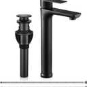 Matte Black Bathroom Vessel Faucet,Round Black Faucet for Vessel Sink,Black Stainless Steel Vessel Sink Faucets,Single Handle Lavatory Vanity Faucets with Drain & Water Hoses