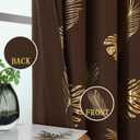 Estelar Textiler Brown Blackout Curtains for Living Room 96 Inches Long, Room Darkening Energy Saving Grommet Curtains for Bedroom, Gold Palm Leaves Printed Window Drapes, 52Wx96L, 2 Panels