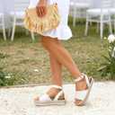 DREAM PAIRS Women's Platform Espadrilles Casual Ankle Strap Wedge Sandals Comfortable Dressy Summer Shoes (White) Size: 7.5