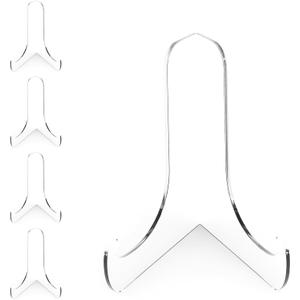 Boloyo 60-Degree Angle Acrylic Plate Display Stand , 6 Inch 5PC Clear Acrylic Display Holder Easel Base for Home Office Kitchen School Art Display