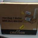 CROSSON Hot Dog 7 Roller with Bun Warmer&Transparent Sneeze Guard,Commercial 7 Nonstick 304 Roller Grill Cooker Machine