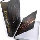 Coffee Bar Decor Faux Books with Hidden Storage - Themed Coffee Bar Sign and Decor Accent - Set of 2 with Gold Foil Lettering and Smoke Design