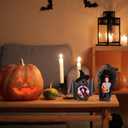 Leinuosen 4 Pcs Halloween Picture Frame Bulks Spooky Wooden Photo Frame Craft Ghost Skeleton Bat Coffin Grim Reaper Tabletop Home Halloween Gothic Decor Gifts