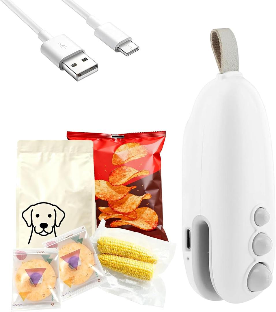3 x ZHLZHL Mini Bag Sealer with Cutter and Magnet,Type-C Rechargeable