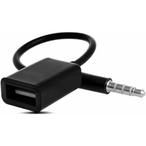 3.5mm Male AUX Audio Plug to USB Female Adapter OTG Cable Black 15CM for Devices with AUX Audio Jack