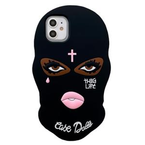 YAKVOOK Funny 3D Silicone Case for iPhone 13 Pro Max,Cute Cartoon Black Mask Kawaii Phone Case for Women Girls Soft Rubber Bumper Cool Fun Cover for iPhone 13 Pro Max