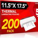 CAREGY 200 Pack Laminating Sheets, Hold 11 x 17 Inch Sheet, 5 Mil Clear Thermal Laminating Pouches 11.5 x 17.5 Inch Lamination Sheet Paper for Laminator, Round Corner
