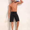 unitop Mens Swim Trunks with Compression Liner Bathing Suit 9" Surfing Summer Board Shorts with Pocket (Black)