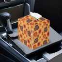 Turkey Pumpkin Tissue Box Cover Holder Square Facial Tissue Case Facial Paper Organizer Dispenser for Bathroom Bedroom Living Room Decor Thanksgiving PU Leather Napkin Boxes Covers
