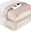 Westinghouse Heated Throw Blanket, Soft Flannel to Sherpa Electric Throw with 6 Heating Levels, 2-10 Hours Time Settings, Fast Heating, Machine Washable 50x60 Inch, Ivory (Beige)