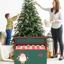 Christmas Ornament Storage Box Christmas Ornament Organizer Storage with Adjustable Dividers Fit 96 of 3 Inch 600D Oxford Fabric Ornaments Storage Container for Holiday Decorations (Green)