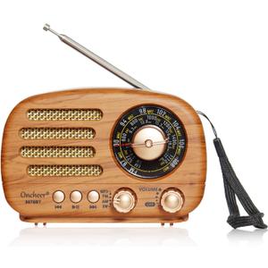 Portable Vintage Decor Radio, Retro Bluetooth Speaker, FM/AM/SW Old Fashion Classic Style, Adjustable Antenna, Rechargeable Battery Powered, Support TF Card, USB Playing Music-Light Color