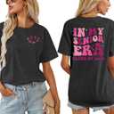 College Graduation Shirts in My Senior Era Shirt Class of 2025 Retro Senior T-Shirt Graduation Gift Tee Tops (Gray, XL)
