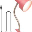 HonoDing Energetic Clip on Lamp for Bed, Non-Dimmable Reading Light for Bed and Desk, 4000K Cool White, 3.5W 240 LM Flexible Gooseneck lamp, Eye Protection (Pink)