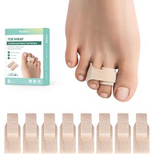 Welnove Hammer Toe Straightener - 8 Pack Broken Toe Wraps - Hammer Toe Corrector for Women - Toe Splints for Crooked Toes, Curled Toes, Bent Toes - (Large, Beige)