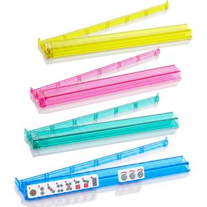 Mahjong All-in-One Tile Rack & Pusher, Clear Acrylic Mahjong Rack and Pusher Combo, Modern American Mahjong Tile Racks, Set of 4, Multi Color, 17.72 inches