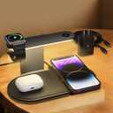 Wireless Charger, 3 in 1 Wireless Charging Station for iPhone with 3-Level Night Light, Fast Charging Adapter, Lamp Charging Station for iPhone 17/16/15/14/13/12, iWatch 3-11/Ultra/SE, AirPods