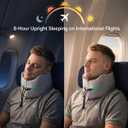 Travel Neck Pillow for Airplane: Neck Brace-Like Support 360 Chin Lock for Men in Middle Seat Sleep - Zero Head Slumping into Strangers - 8-Hour Upright Sleeping Without Neck Pain