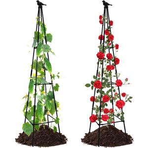 Lalahoni Garden Trellis for Climbing Plants, 67inch Tall Garden Obelisk Trellis for Climbing Potted Plant Outdoor Support Vine Flower Rose Vegetable Tomato Cucumber Trellis, Lightweight, 2 Pack (2 x 67" Teepee Trellis with Bird) Lalahoni Garden Trellis for Climbing Plants, 67inch Tall Garden Obelisk Trellis for Climbing Potted Plant Outdoor Support Vine Flower Rose Vegetable Tomato Cucumber Trellis, Lightweight, 2 Pack (2 x 67" Teepee Trellis with Bird)