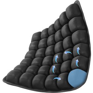 Travel Cushion, Inflatable Travel Cushion Airplane Seat Cushion for Long Flights, Portable Car Seat Cushions for Office Chair, Wheelchair, Camping, Home Living (Black)