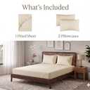 Cal King Fitted Sheet, 100% Egyptian Cotton, 3-Piece Set (1 Fitted Sheet + 2 Pillowcases), Sateen Weave, Ultra Soft, 16" California King Sheets Deep Pockets Fitted Sheet (No Flat Sheet) - Ivory