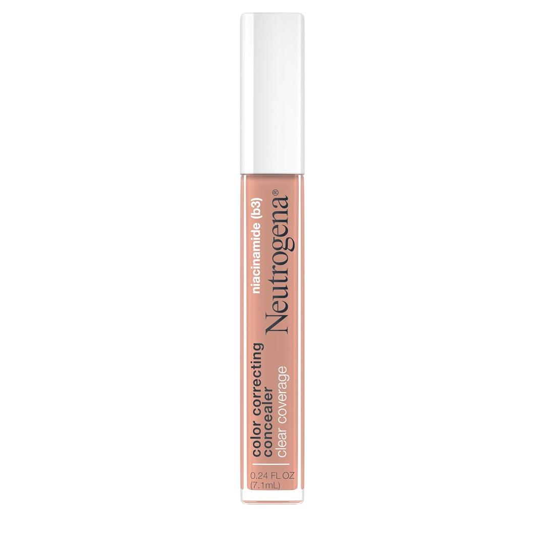 Neutrogena Clear Coverage Color Correcting Concealer Makeup, Lightweight Concealer with Niacinamide for Dark Spots, Oil-, Fragrance-, Paraben- & Phthalate-Free, Peach, 0.24 fl. Oz