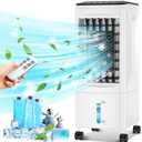 Portable Air Conditioners, 2025 Upgraded 3-in-1 Portable AC with Remote Control, Fast Cooling Evaporative Air Cooler, 3 Speeds, 7H Timer, Air Conditioner for Bedroom, Office, Kitchen (White)