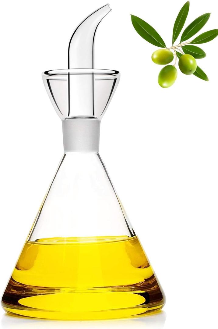 HAIZEEN 4 oz / 125 ml Glass All-Purpose Cruet, Glass Oil Decanter and Cruet (Cone-4 oz, Smooth surface)