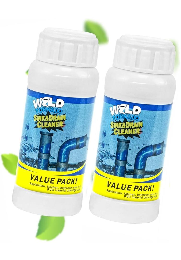 Drain Cleaner Powder, Powerful Pipeline Dredging Agent, Kitchen Unblocker, Sink and Drain Cleaner Powder for Kitchen Toilet 2Pcs, Expiry: 2028.7.24