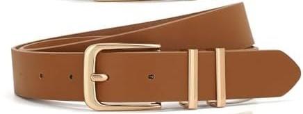 XZQTIVE 1 Pack Women Belts For Jeans Dresses Pants Ladies Leather Waist Belt with Gold Buckle