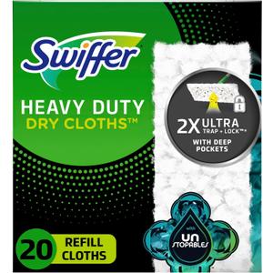 Swiffer Sweeper Heavy Duty Dry Multi-Surface Cloth Refills for Floor Sweeping and Cleaning, Unstopables Fresh Scent, 20 Count