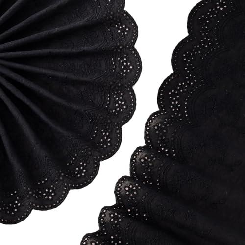Hzopcw 5 Yards Cotton Lace Trim, Black Cotton Eyelet Floral Trim for Sewing, Embroidery Lace for Sewing Dresses Jeans Clothing Backpacks Curtains Home Decoration DIY Crafts