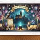 Wizard Happy Birthday Banner Wizard Happy Birthday Backdrop 6x4ft Wizard Party Decorations Magical Bdy Decorations Magical Party Decorations Wizard Backdrop for Room Decorations (Blue Wall Banner)